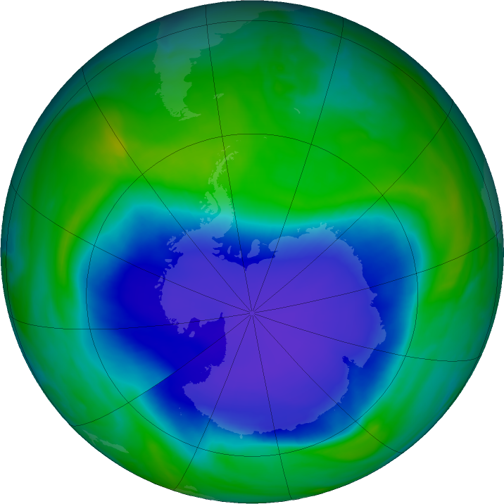 Antarctic ozone map for 16 November 2022